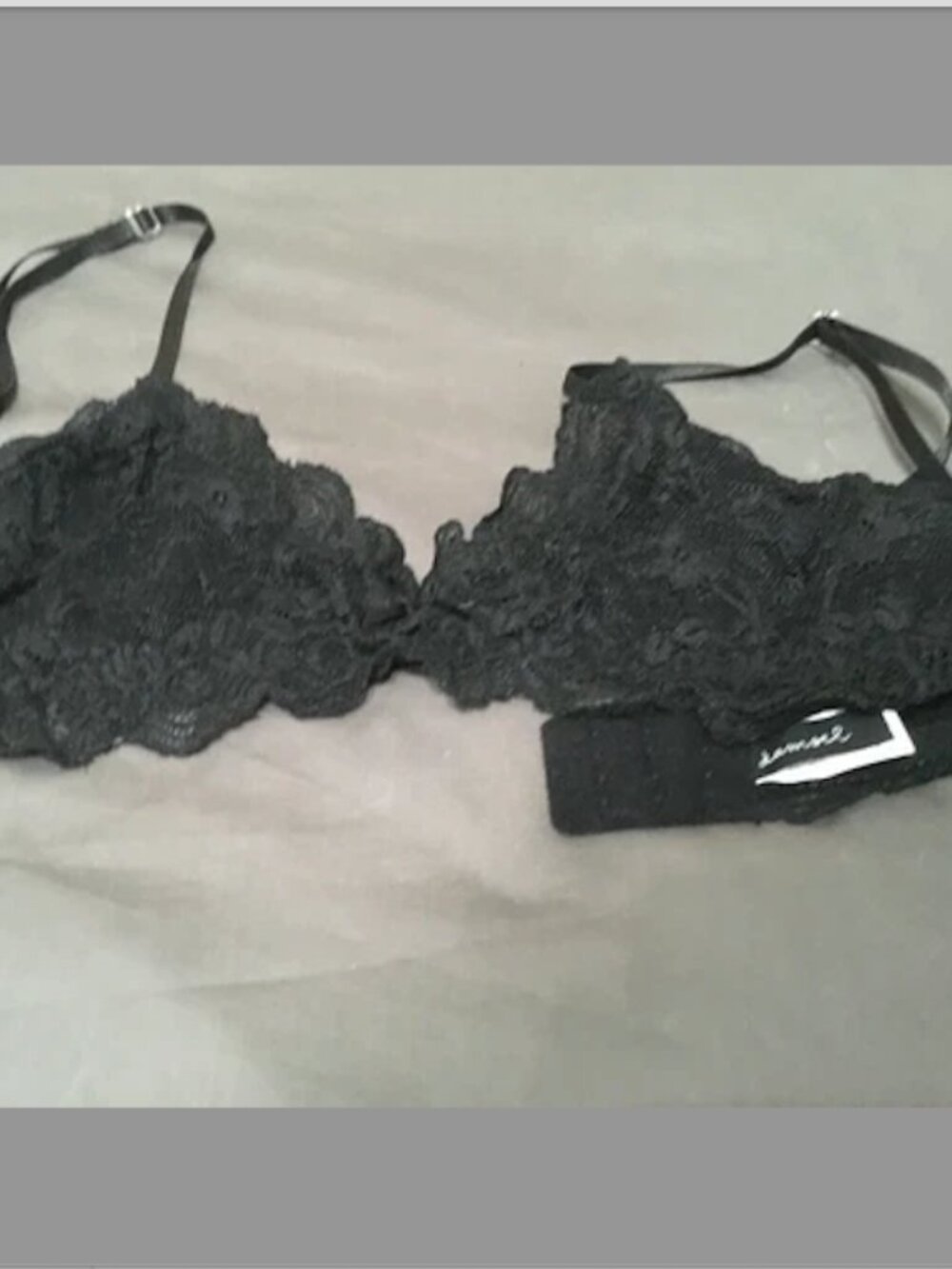 Damsel Vintage Bra Sheer Lace Bralette Wire Free Black SZ L